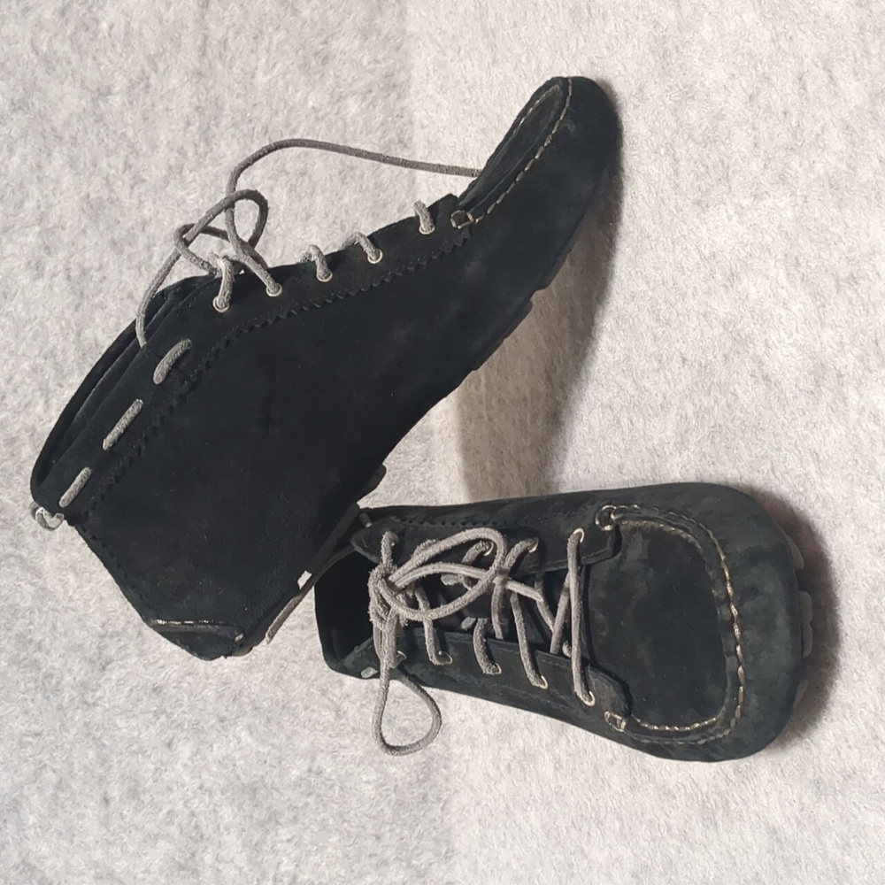 UGG Australia Black Suede Women's Moccasin Booties Size 9.5 - Picture 4 of 10